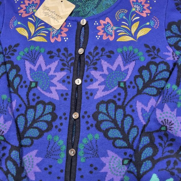 NEW Gudrun Sjoden Beautiful Blue Purple Flower Cardigan Size Small - Picture 5 of 8